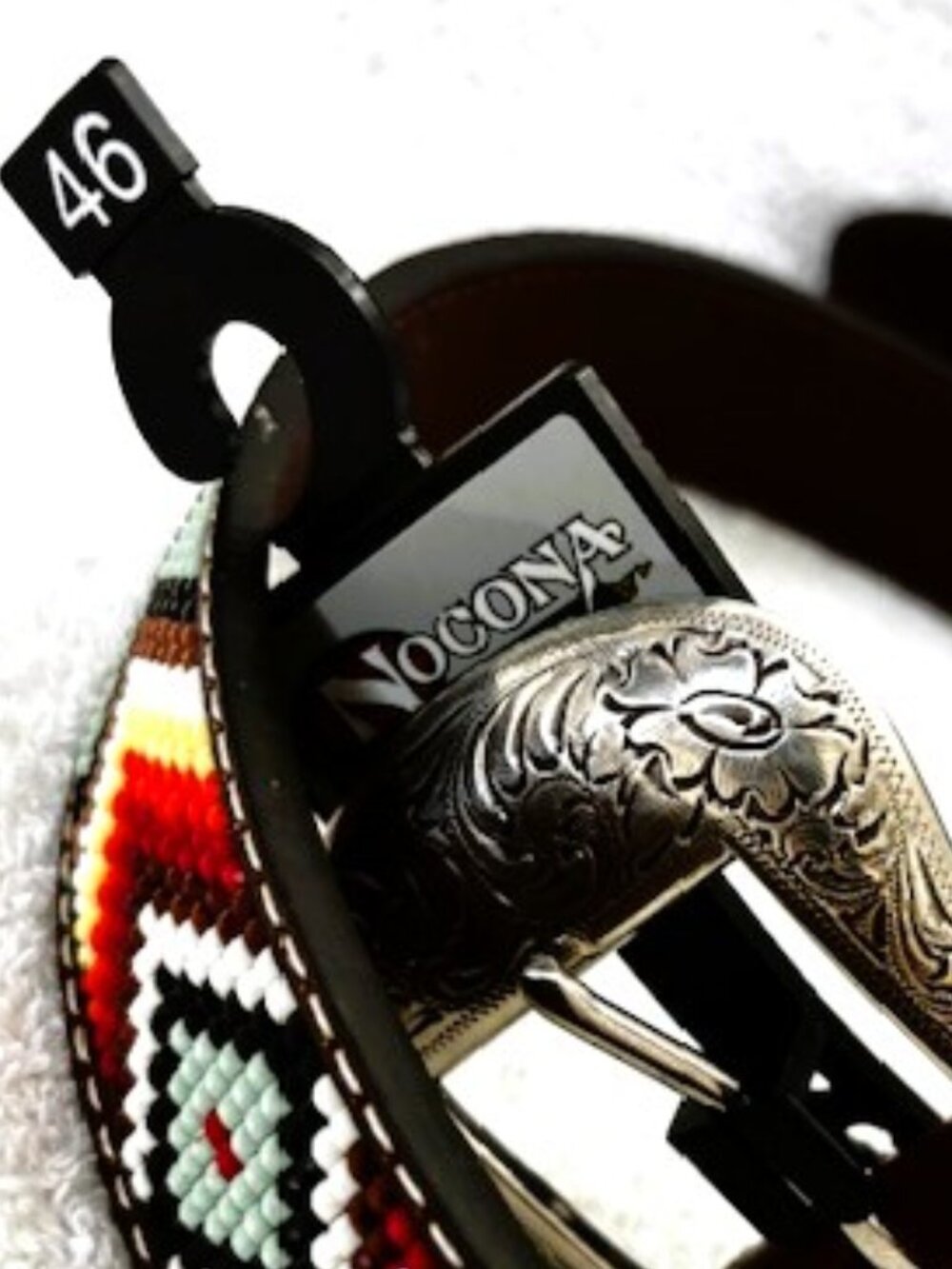 Nocona Belt Co Basketweave Western Belt Tab Beaded belt Men's Size 46 NWT